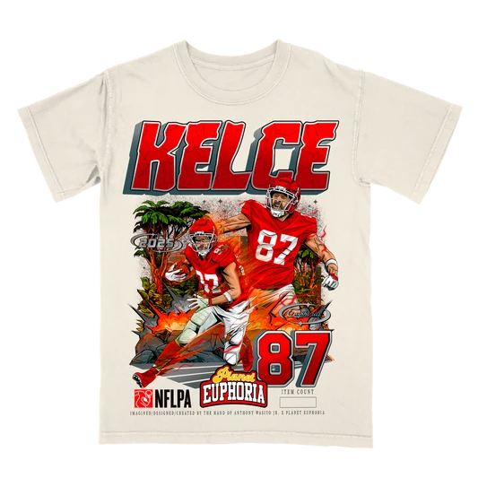 Travis Kelce V2 graphic t-shirt, Kansas City tight end design, numbered to 500
